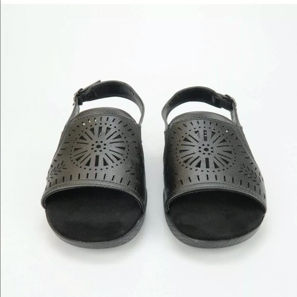 Easy Street Rose Wedge Cutout Lightweight Sandals - Picture 3 of 6